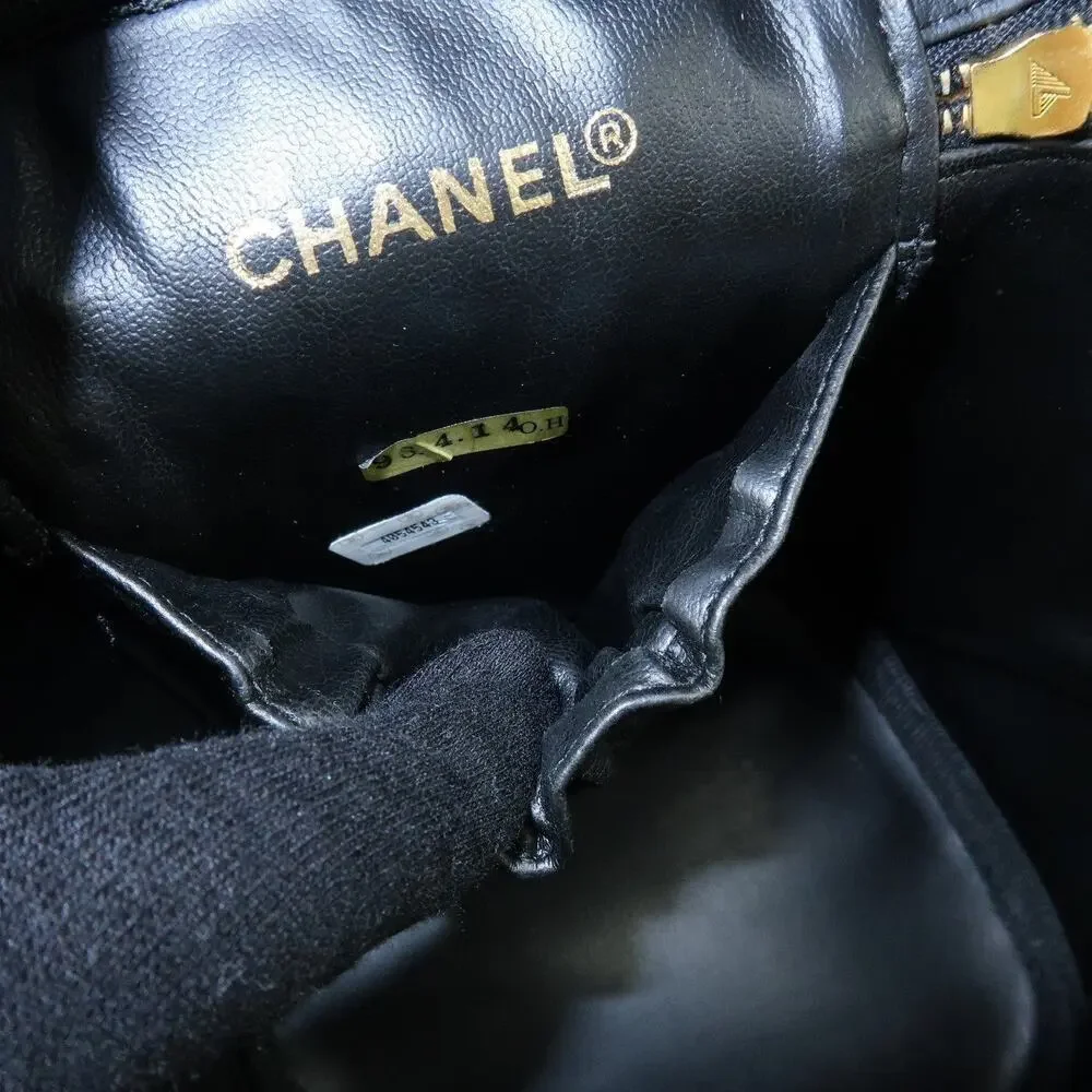 Chanel Vanity Case Lambskin Cosmetic Pouch Black